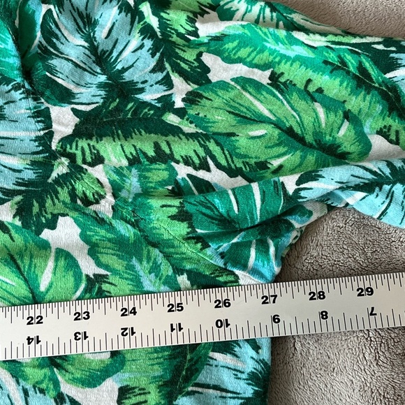 Talbots Isle Fronds V-neck Print Cotton Sweater 3/4 Sleeve Green Tropical 3X - Picture 12 of 15